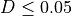 D \leq 0.05