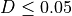 D \leq 0.05